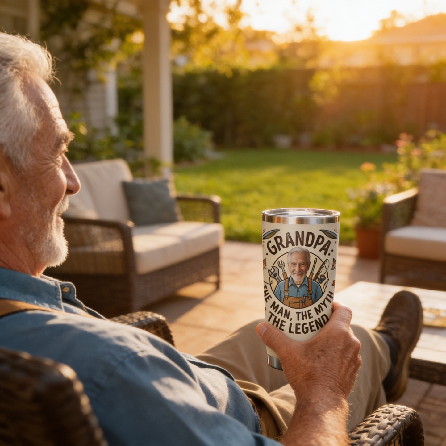 Grandpa The Man The Myth The Legend 20oz Tumbler – Personalized Custom Name Travel Mug