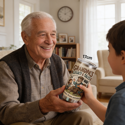 Grandpa's Legacy and Tales 20oz Tumbler – Stainless Steel Travel Mug Gift for Grandpa