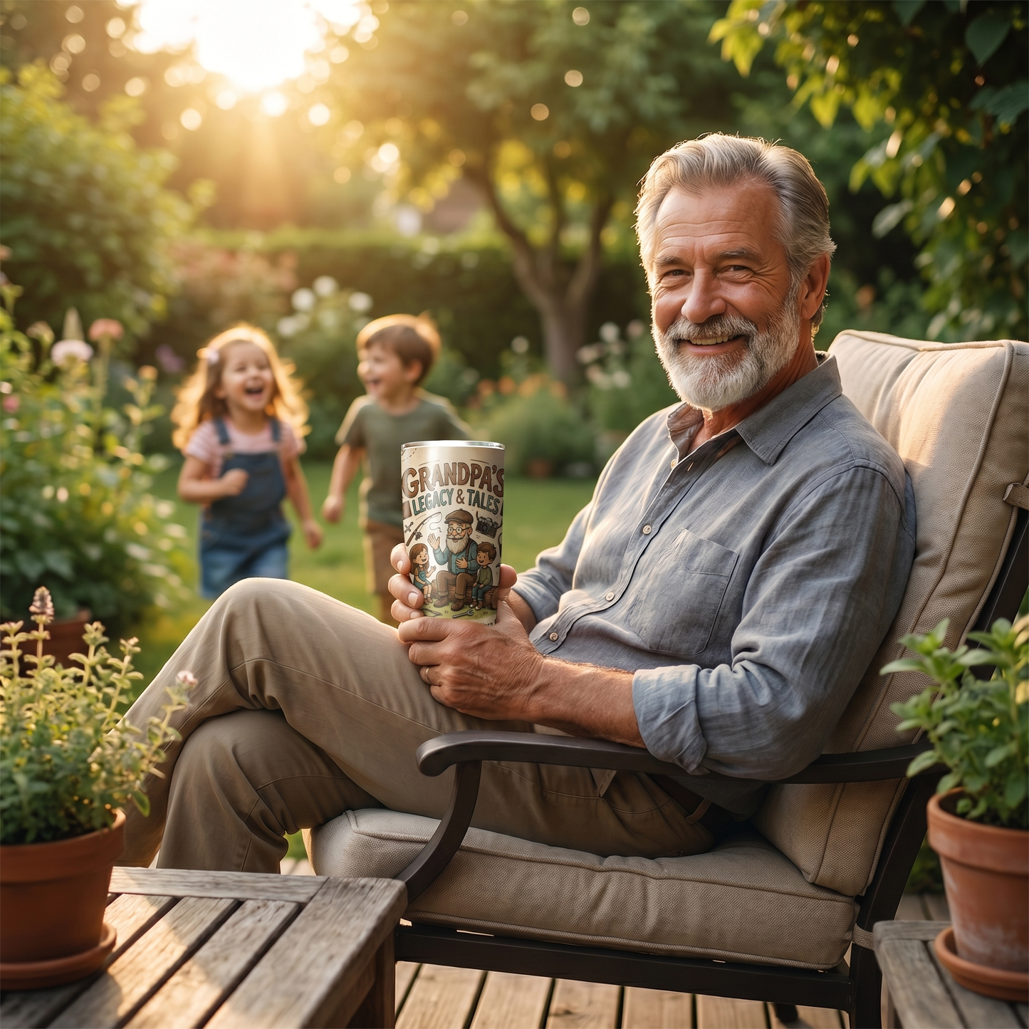 Grandpa's Legacy and Tales 20oz Tumbler – Stainless Steel Travel Mug Gift for Grandpa