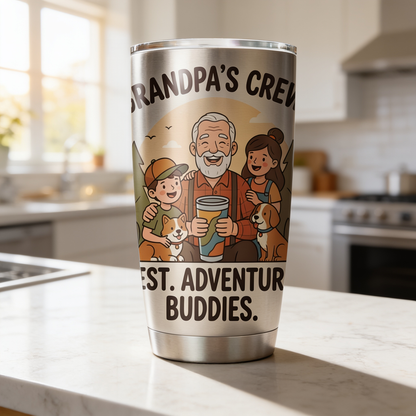 Grandpa's Crew 20oz Tumbler – Stainless Steel Travel Mug Gift for Grandpa