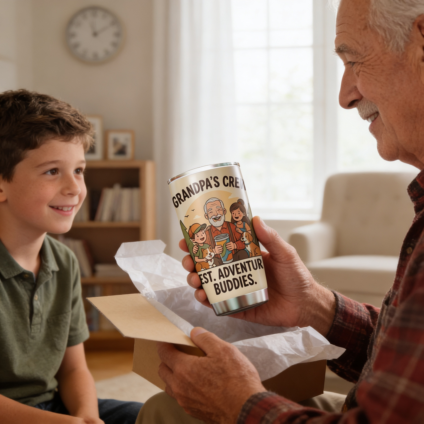 Grandpa's Crew 20oz Tumbler – Stainless Steel Travel Mug Gift for Grandpa