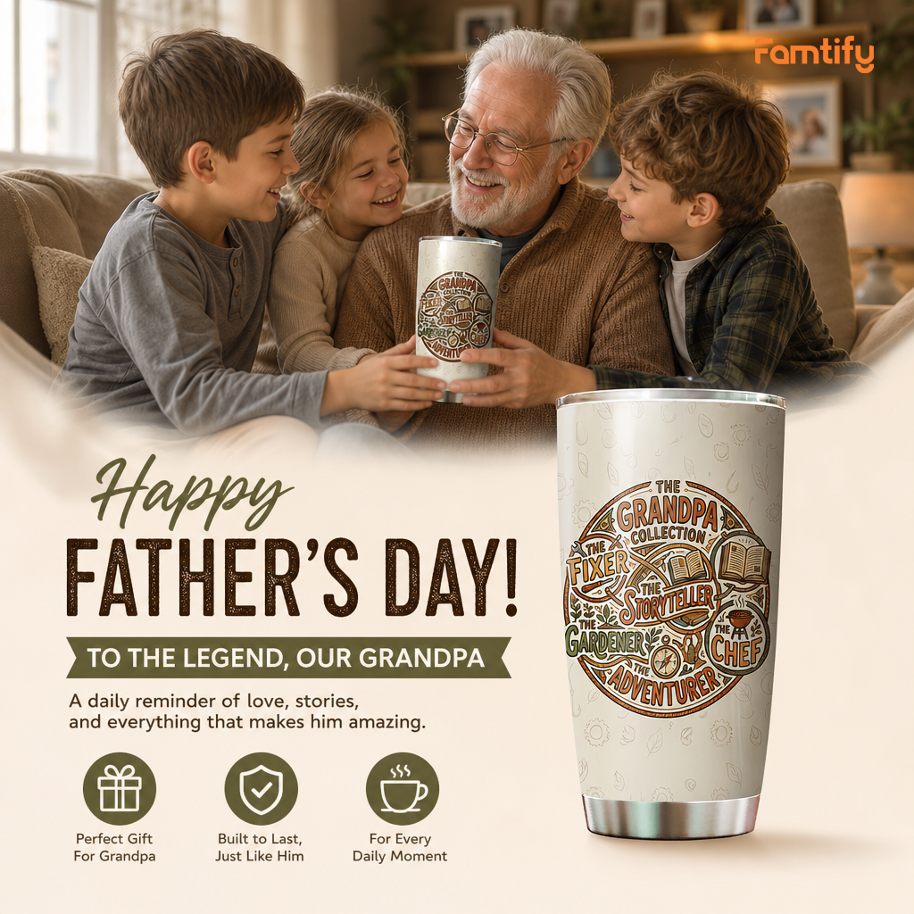 The Grandpa Collection 20oz Tumbler – Stainless Steel Travel Mug Gift for Grandpa