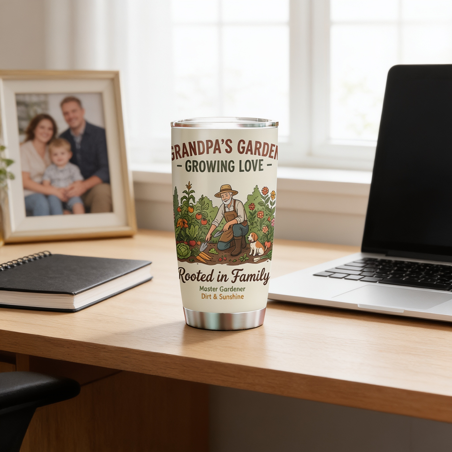 Grandpa's Garden Growing Love 20oz Tumbler – Stainless Steel Travel Mug Gift for Grandpa