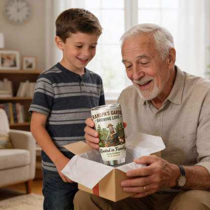 Grandpa's Garden Growing Love 20oz Tumbler – Stainless Steel Travel Mug Gift for Grandpa