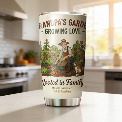 Grandpa's Garden Growing Love 20oz Tumbler – Stainless Steel Travel Mug Gift for Grandpa