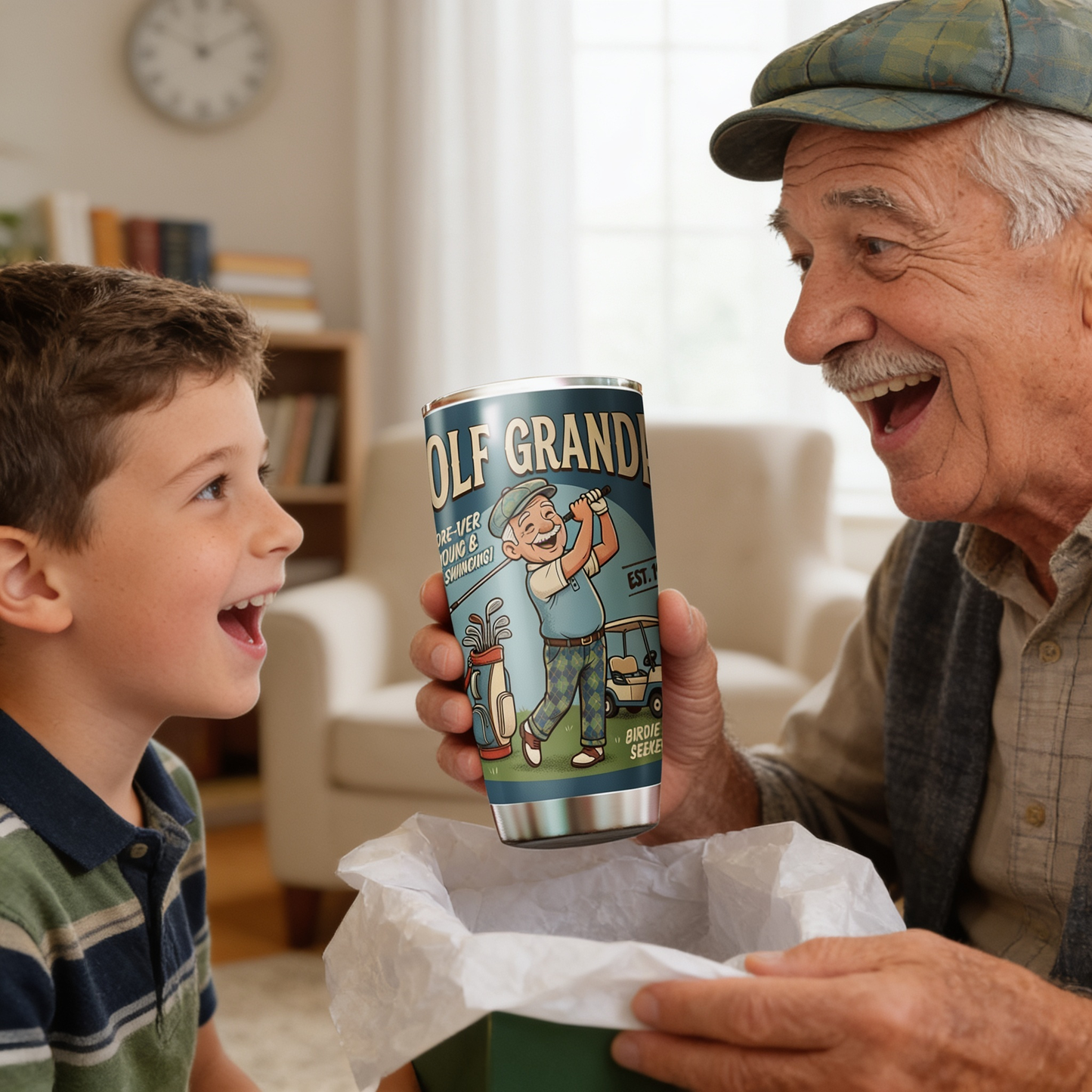 Golf Grandpa 20oz Tumbler – Stainless Steel Travel Mug Gift for Golf Lovers