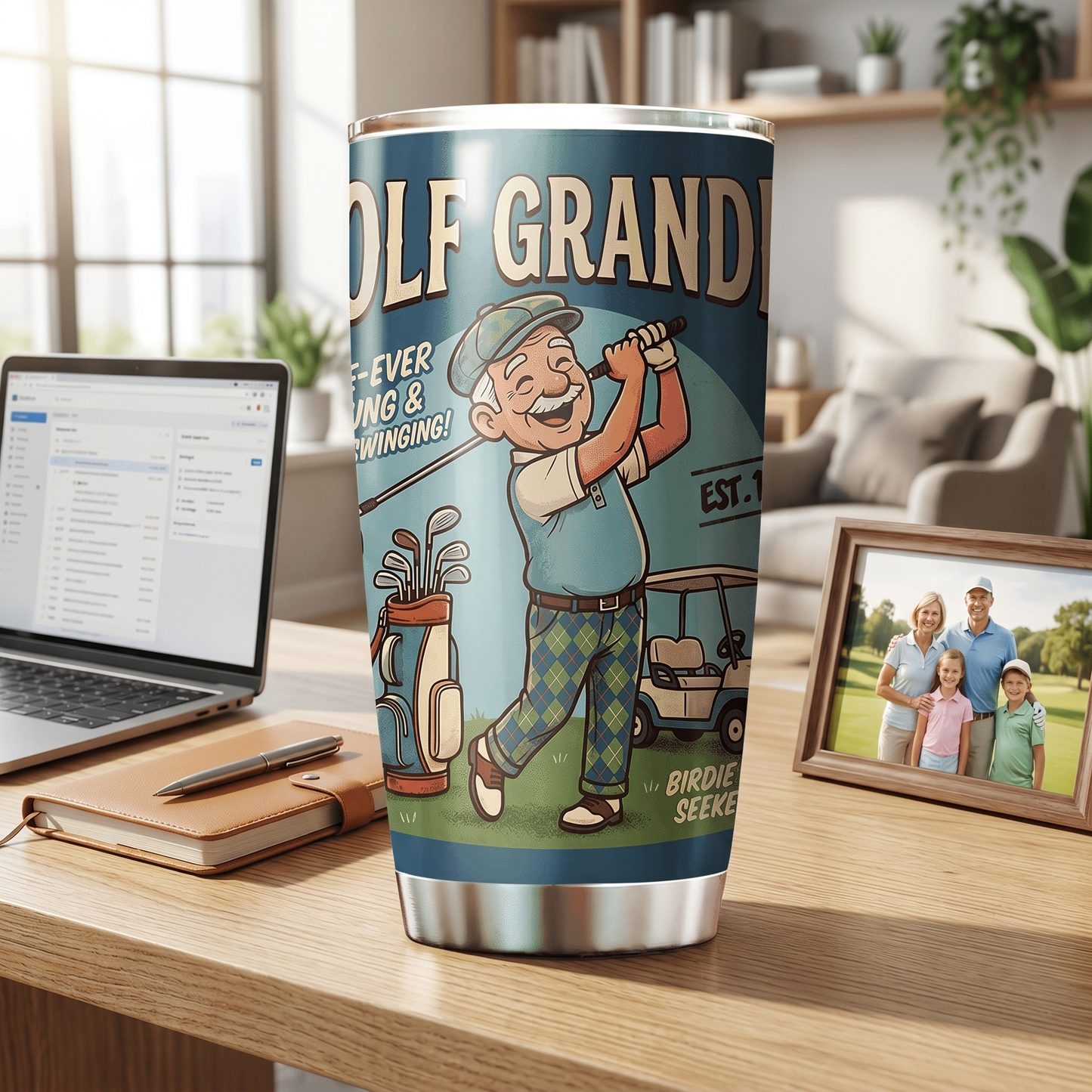 Golf Grandpa 20oz Tumbler – Stainless Steel Travel Mug Gift for Golf Lovers