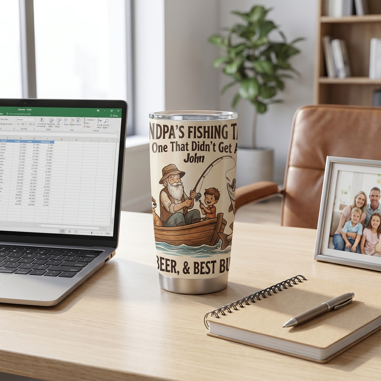 Personalized Grandpa Fishing Tales 20oz Tumbler – Custom Name Stainless Steel Travel Mug
