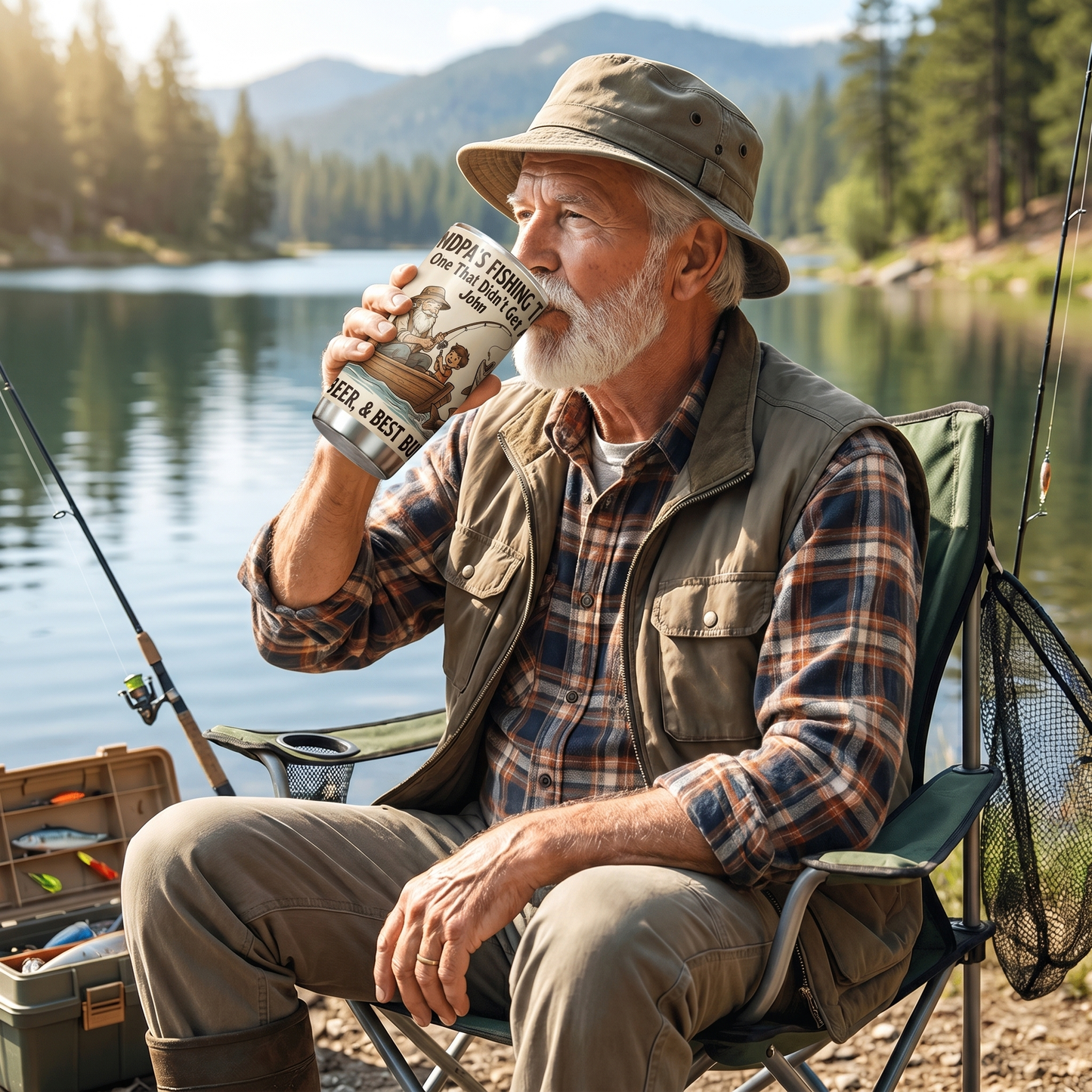 Personalized Grandpa Fishing Tales 20oz Tumbler – Custom Name Stainless Steel Travel Mug