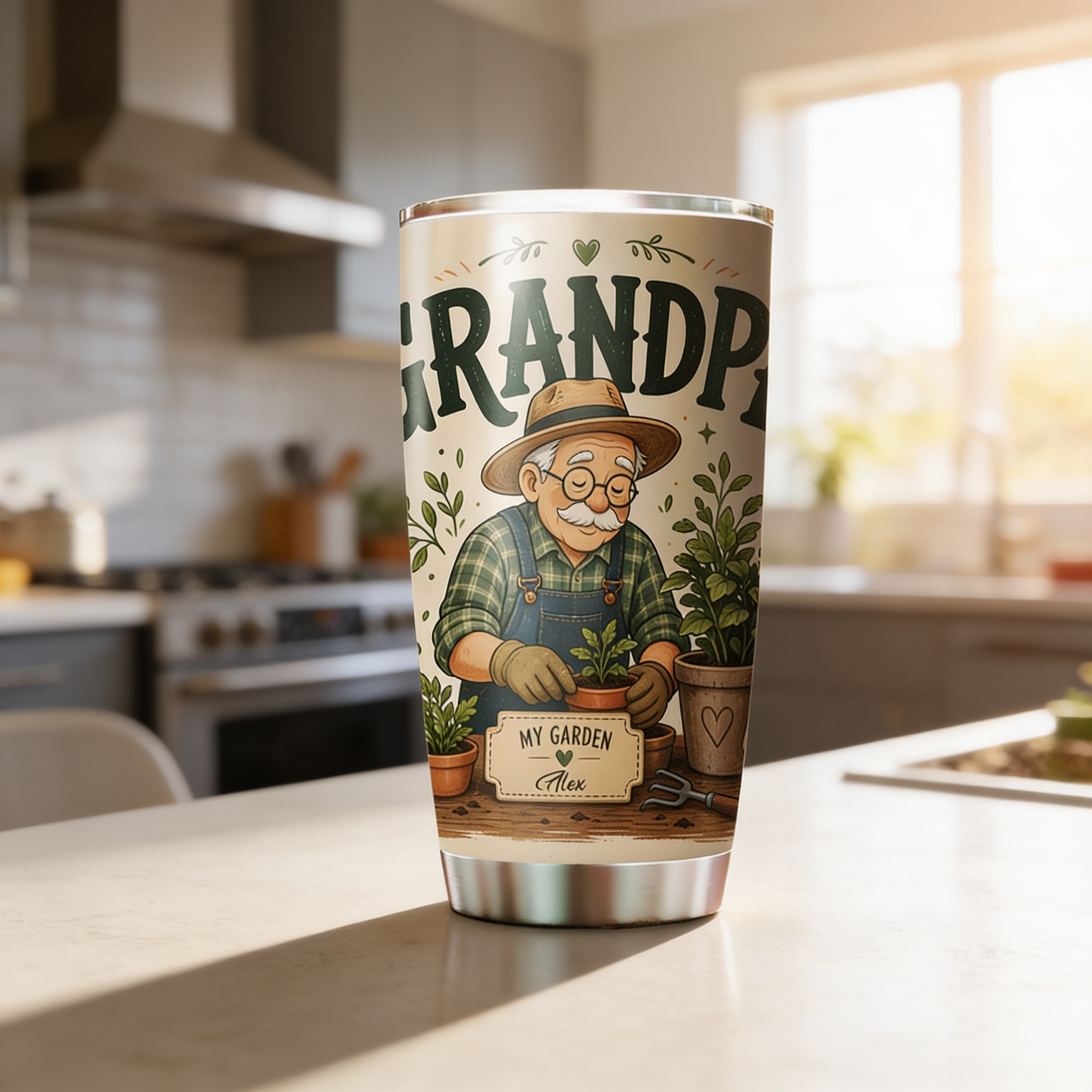 Grandpa Rooted In Love 20oz Tumbler – Stainless Steel Travel Mug Gift for Grandpa