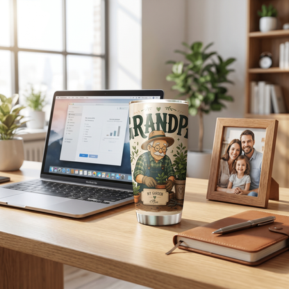 Grandpa Rooted In Love 20oz Tumbler – Stainless Steel Travel Mug Gift for Grandpa