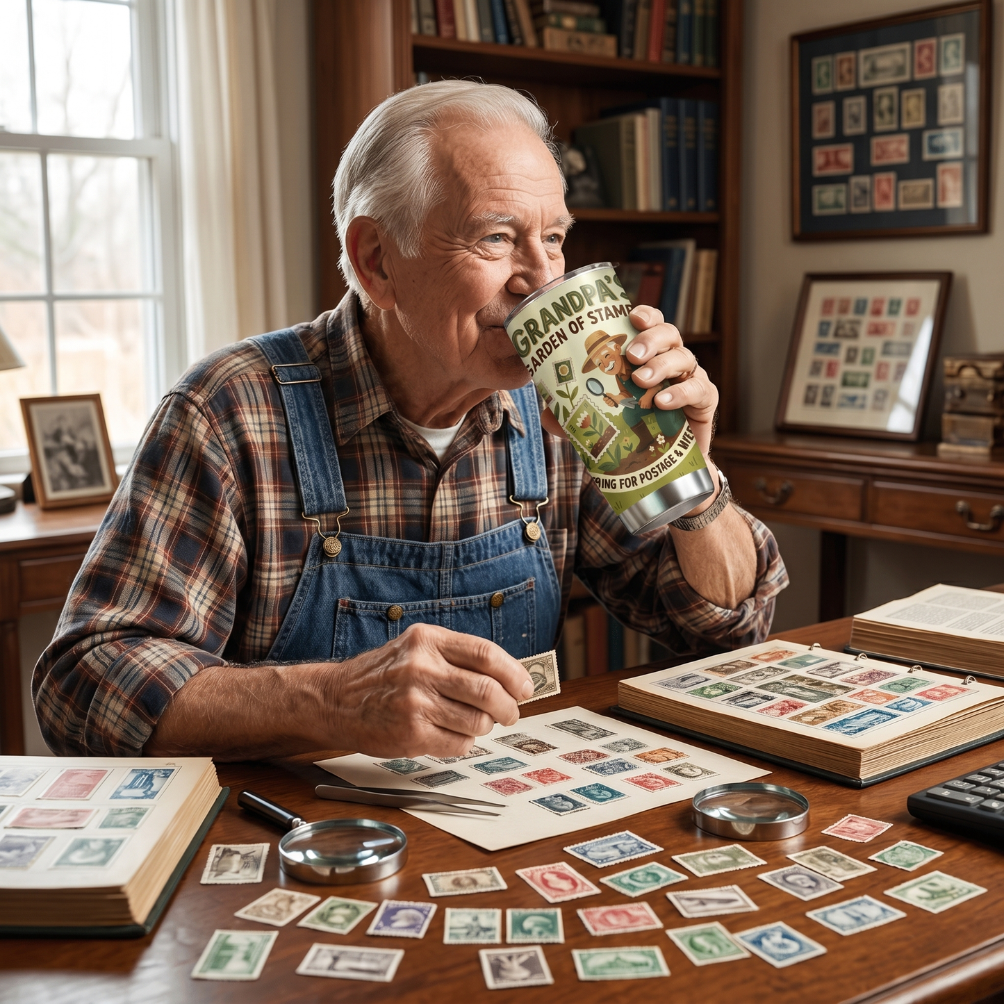 Grandpa's Garden of Stamps 20oz Tumbler – Stainless Steel Travel Mug Gift for Grandpa