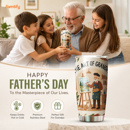 The Art of Grandpa 20oz Tumbler – Stainless Steel Travel Mug Gift for Grandpa
