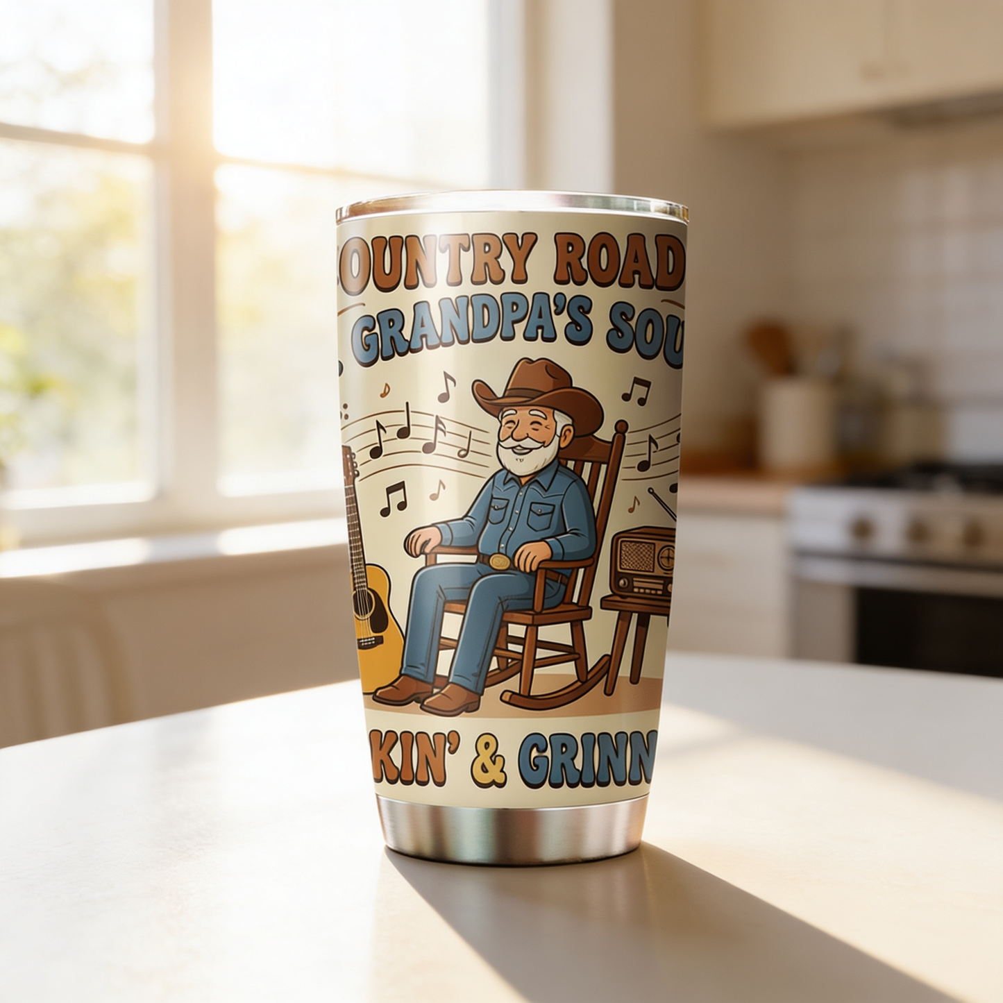Country Roads Grandpa's Soul 20oz Tumbler – Stainless Steel Travel Mug Gift for Grandpa