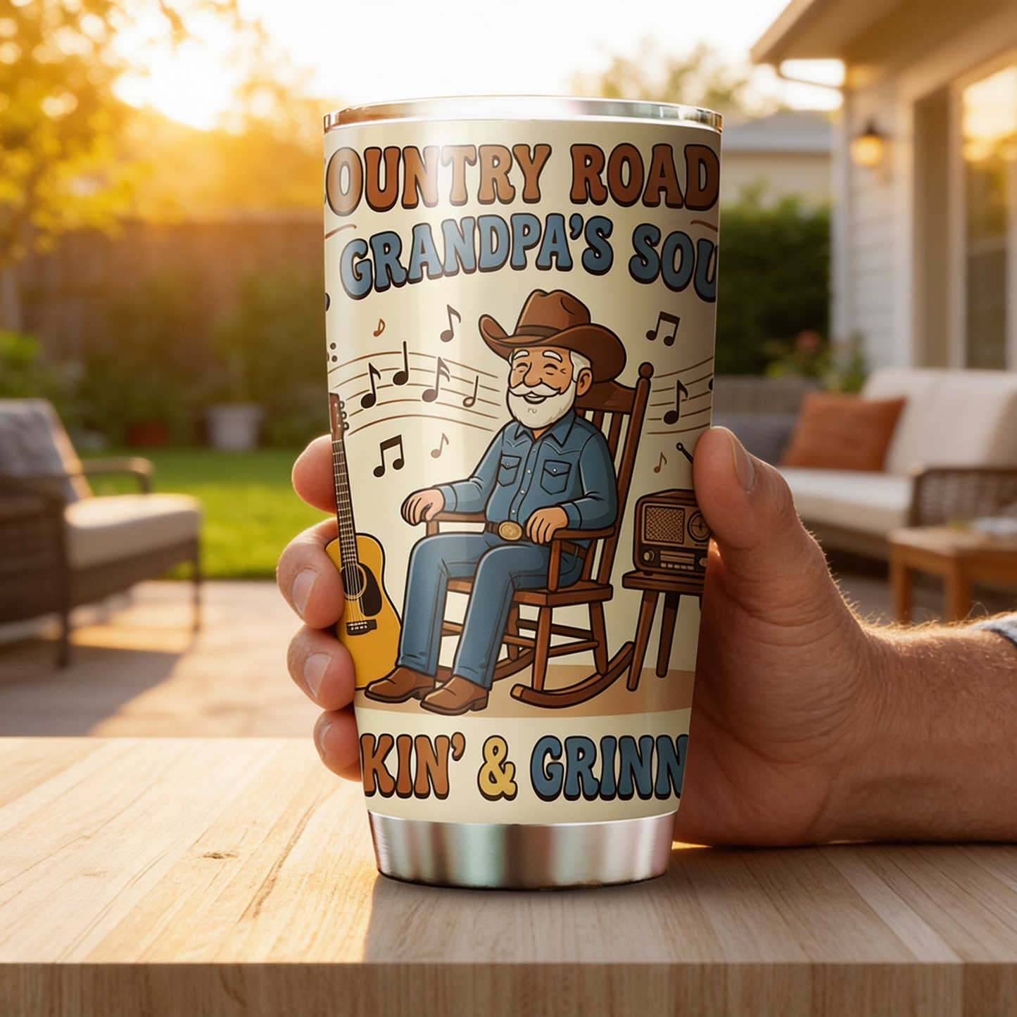 Country Roads Grandpa's Soul 20oz Tumbler – Stainless Steel Travel Mug Gift for Grandpa