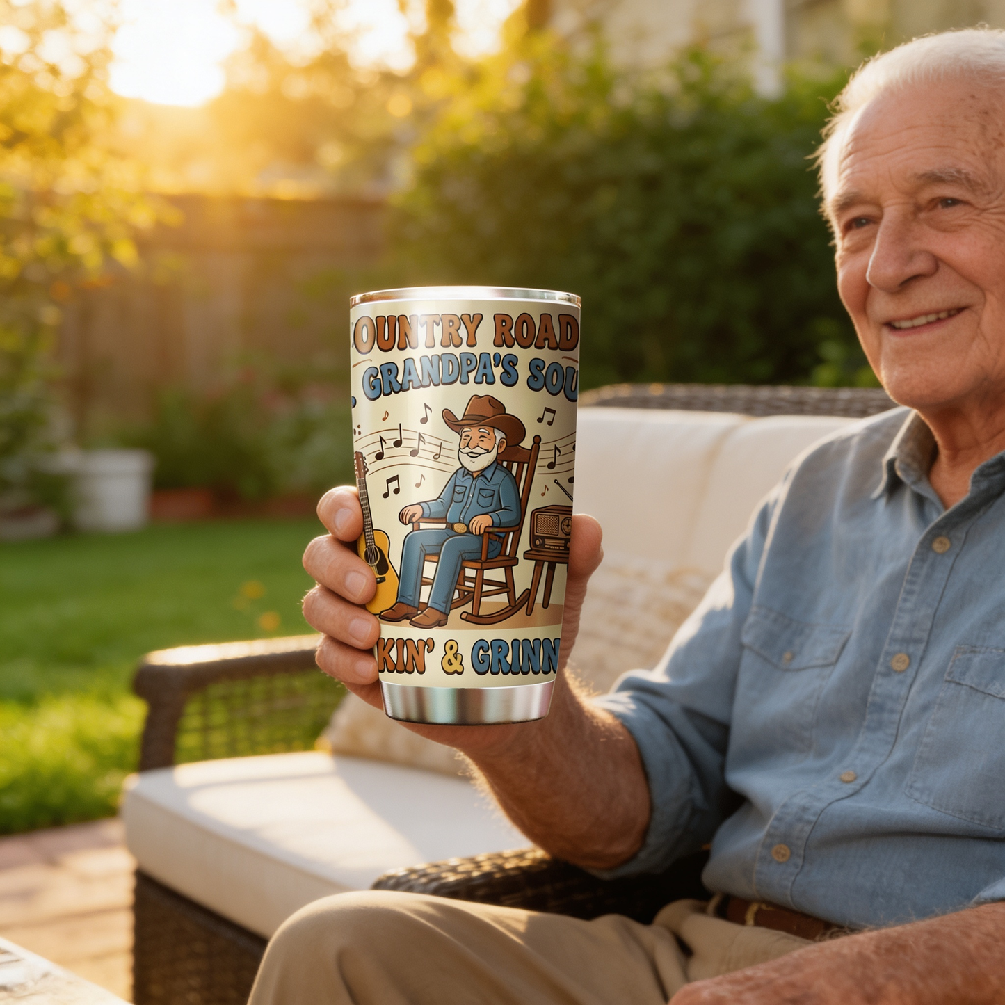 Country Roads Grandpa's Soul 20oz Tumbler – Stainless Steel Travel Mug Gift for Grandpa