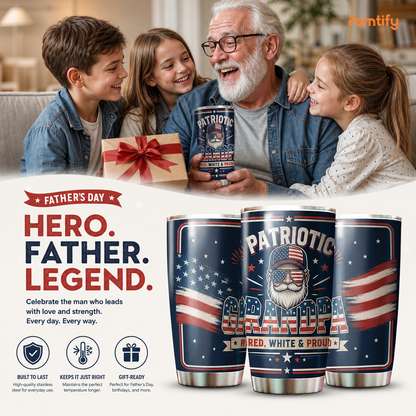 Patriotic Grandpa 20oz Tumbler – Stainless Steel Travel Mug Gift for Grandpa