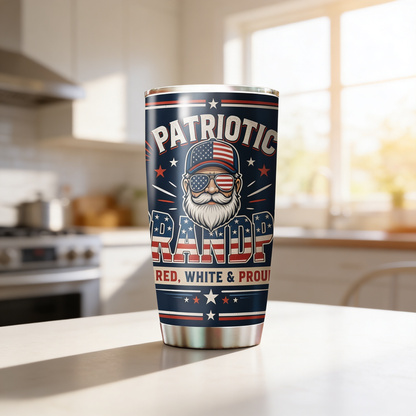 Patriotic Grandpa 20oz Tumbler – Stainless Steel Travel Mug Gift for Grandpa