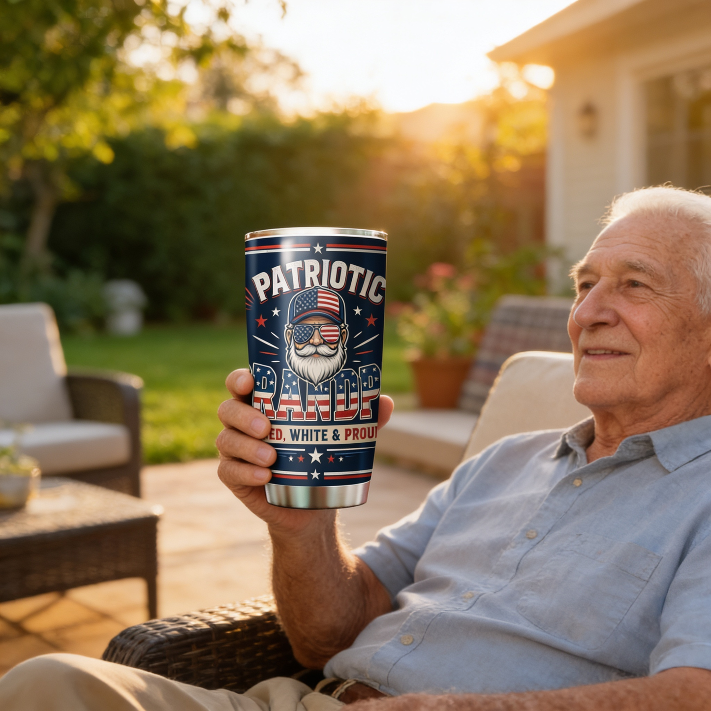 Patriotic Grandpa 20oz Tumbler – Stainless Steel Travel Mug Gift for Grandpa