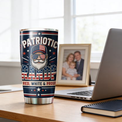 Patriotic Grandpa 20oz Tumbler – Stainless Steel Travel Mug Gift for Grandpa