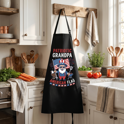 Patriotic Grandpa American Apron – Funny BBQ Grilling Apron Gift for Grandpa