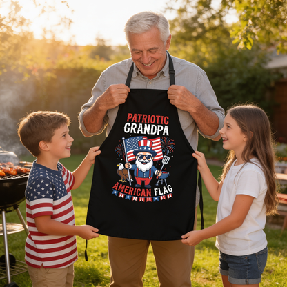 Patriotic Grandpa American Apron – Funny BBQ Grilling Apron Gift for Grandpa