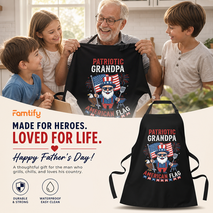 Patriotic Grandpa American Apron – Funny BBQ Grilling Apron Gift for Grandpa