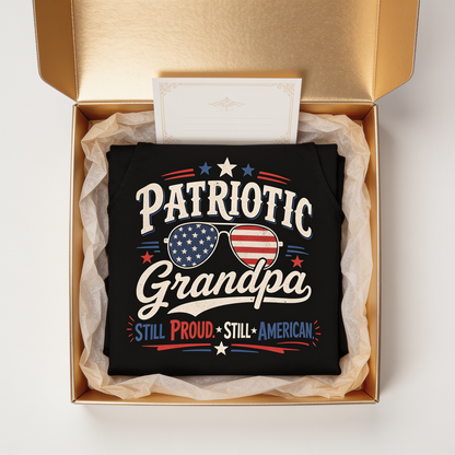 Patriotic Grandpa Still Proud Apron – Funny American BBQ Grilling Apron Gift for Grandpa