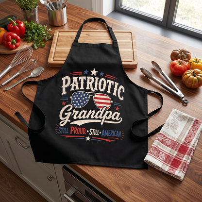 Patriotic Grandpa Still Proud Apron – Funny American BBQ Grilling Apron Gift for Grandpa