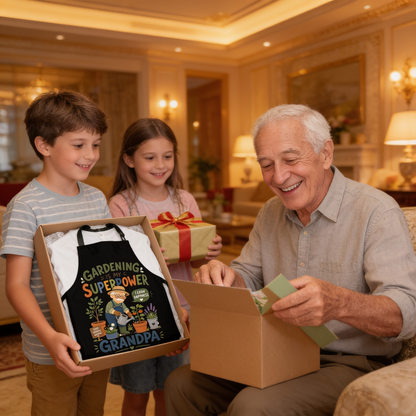 Gardening Is My Superpower Grandpa Apron – Funny Gardening Apron Gift for Grandpa