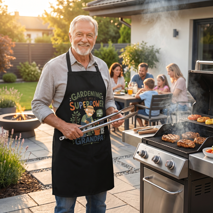 Gardening Is My Superpower Grandpa Apron – Funny Gardening Apron Gift for Grandpa