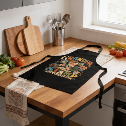 Grandpa Stamp Collecting Apron – Vintage Stamp Collector Apron Gift for Grandpa
