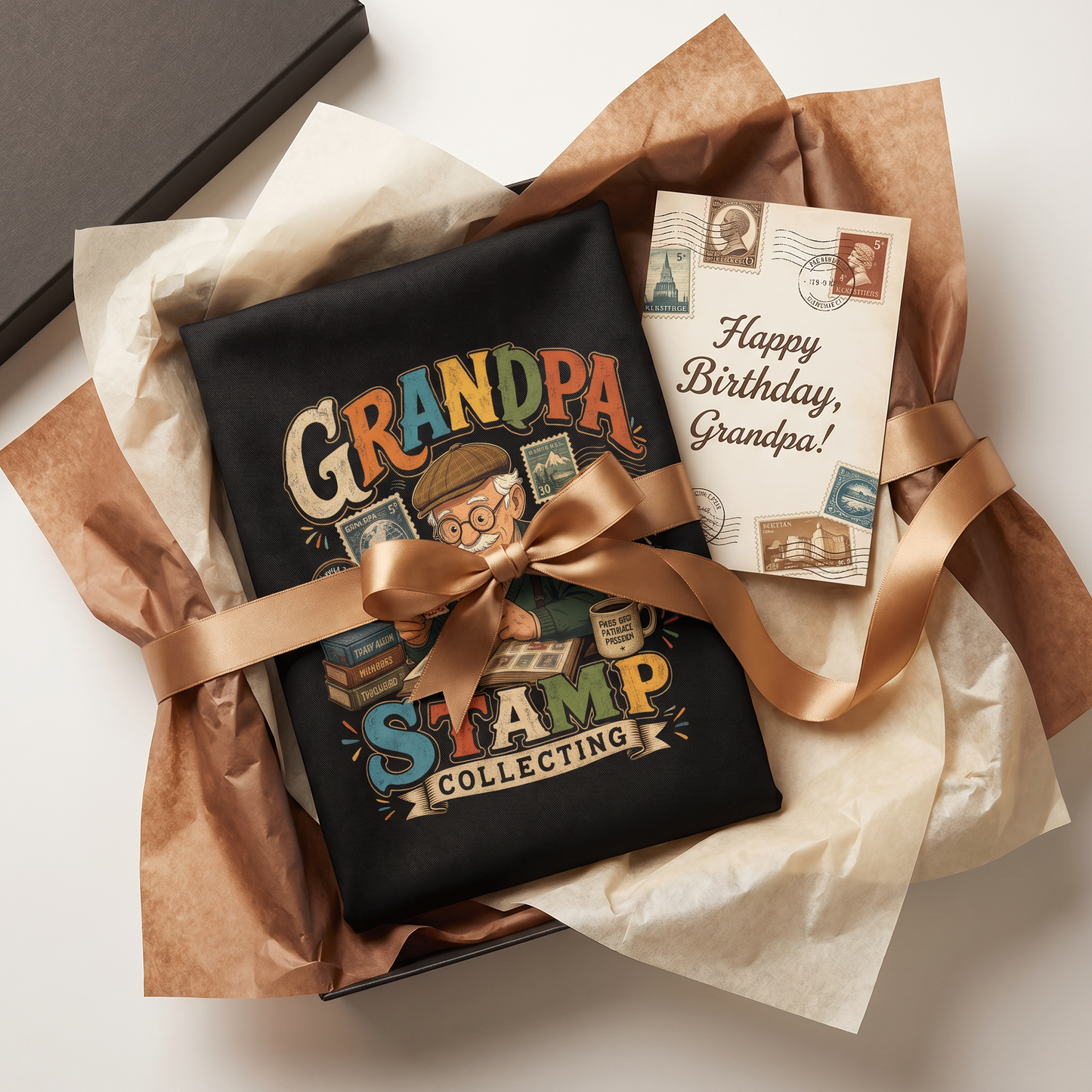 Grandpa Stamp Collecting Apron – Vintage Stamp Collector Apron Gift for Grandpa