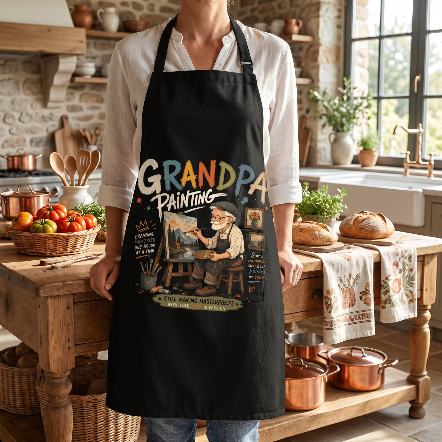 Grandpa Painting Apron – Artist Apron Gift for Grandpa Who Loves Painting