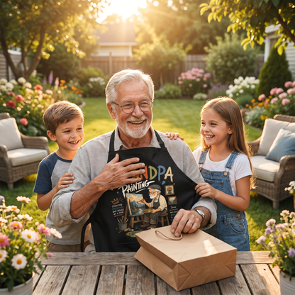 Grandpa Painting Apron – Artist Apron Gift for Grandpa Who Loves Painting