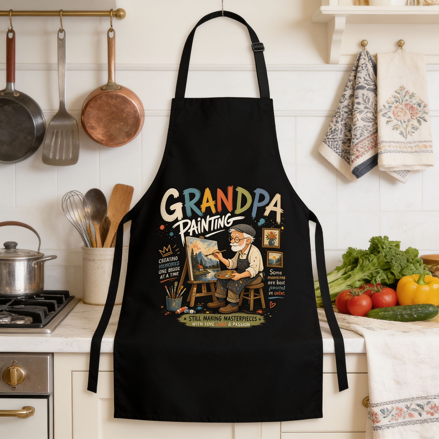 Grandpa Painting Apron – Artist Apron Gift for Grandpa Who Loves Painting