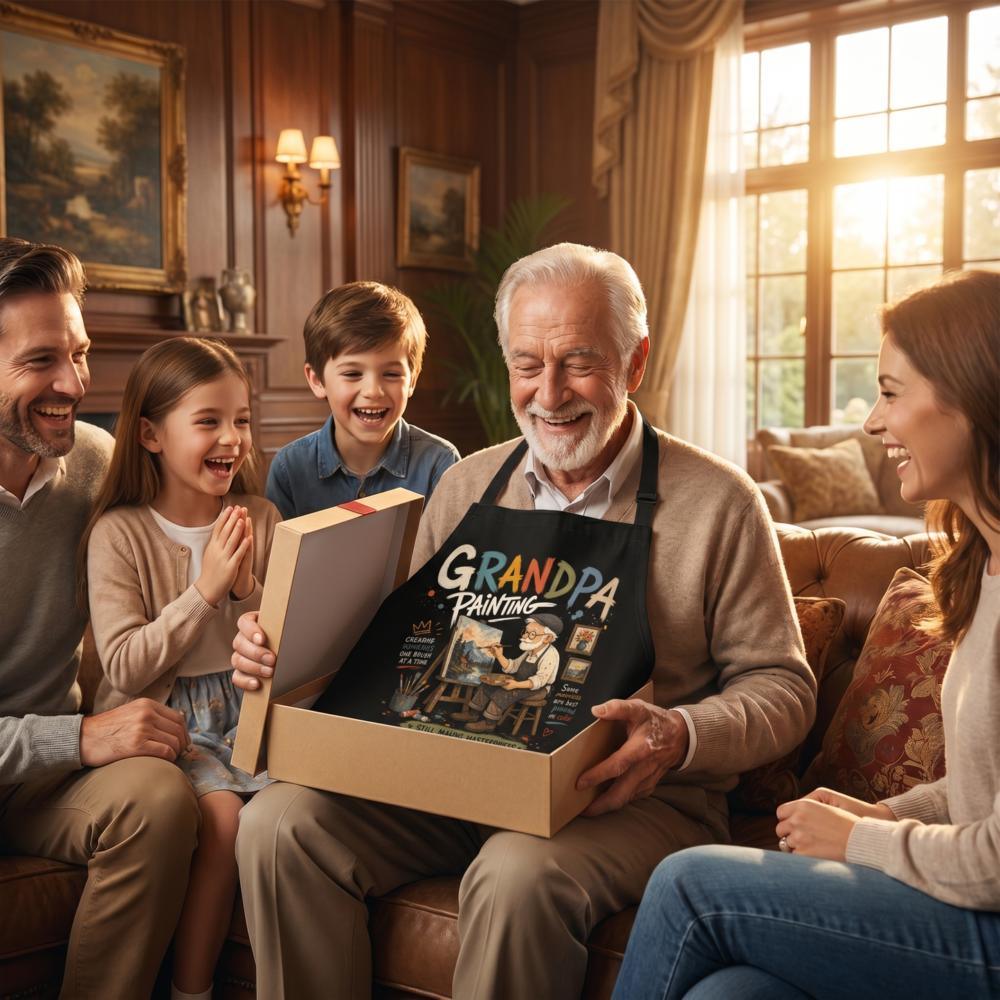 Grandpa Painting Apron – Artist Apron Gift for Grandpa Who Loves Painting