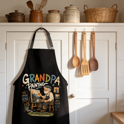 Grandpa Painting Apron – Artist Apron Gift for Grandpa Who Loves Painting