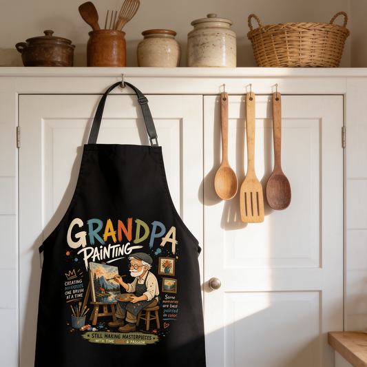 Grandpa Painting Apron - Artist Apron Gift for Grandpa Who Loves Painting