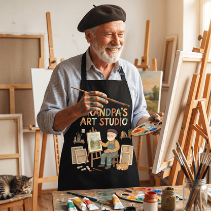Grandpa's Art Studio Apron – Creative Artist Apron Gift for Grandpa