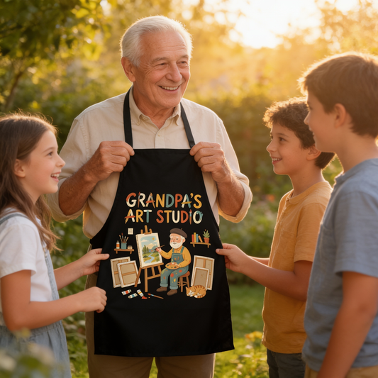 Grandpa's Art Studio Apron - Creative Artist Apron Gift for Grandpa