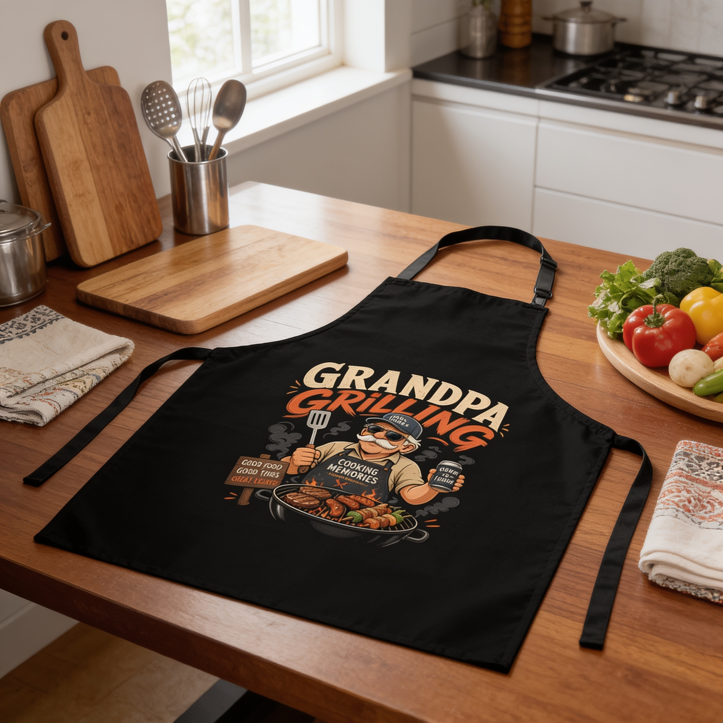 Grandpa Grilling Apron – Funny BBQ Apron Gift for Grandpa