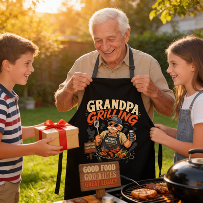 Grandpa Grilling Apron – Funny BBQ Apron Gift for Grandpa