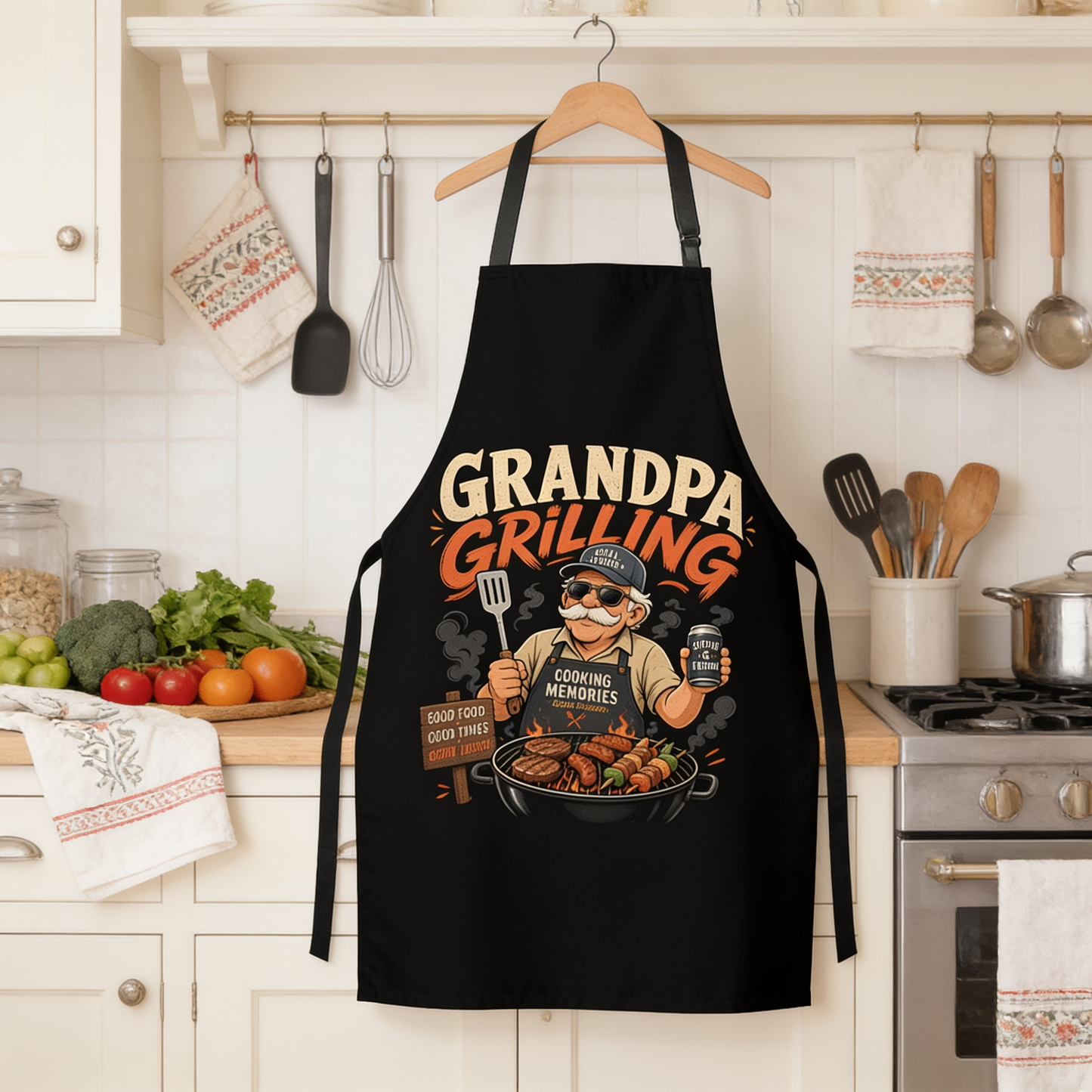 Grandpa Grilling Apron – Funny BBQ Apron Gift for Grandpa