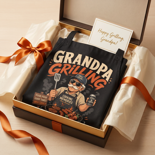 Grandpa Grilling Apron - Funny BBQ Apron Gift for Grandpa