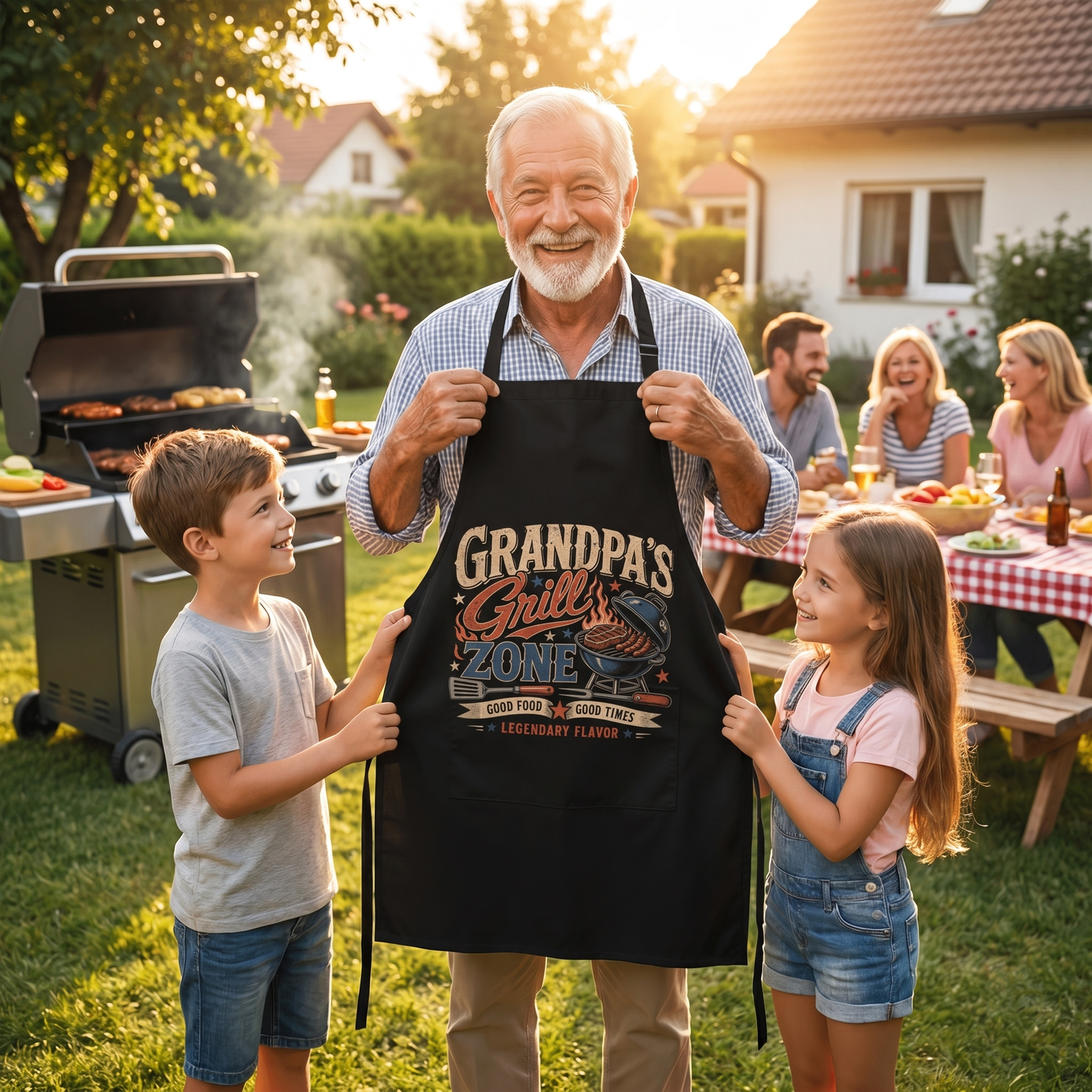 Grandpa's Grill Zone Apron – Funny BBQ Grilling Apron Gift for Grandpa