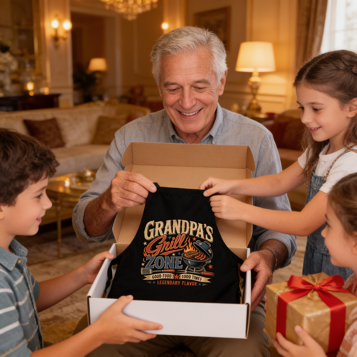 Grandpa's Grill Zone Apron – Funny BBQ Grilling Apron Gift for Grandpa