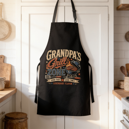 Grandpa's Grill Zone Apron – Funny BBQ Grilling Apron Gift for Grandpa
