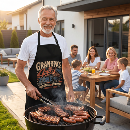 Grandpa's Grill Zone Apron – Funny BBQ Grilling Apron Gift for Grandpa