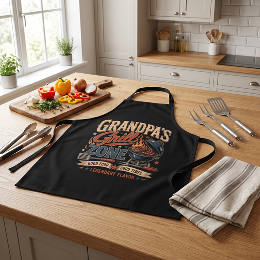 Grandpa's Grill Zone Apron - Funny BBQ Grilling Apron Gift for Grandpa